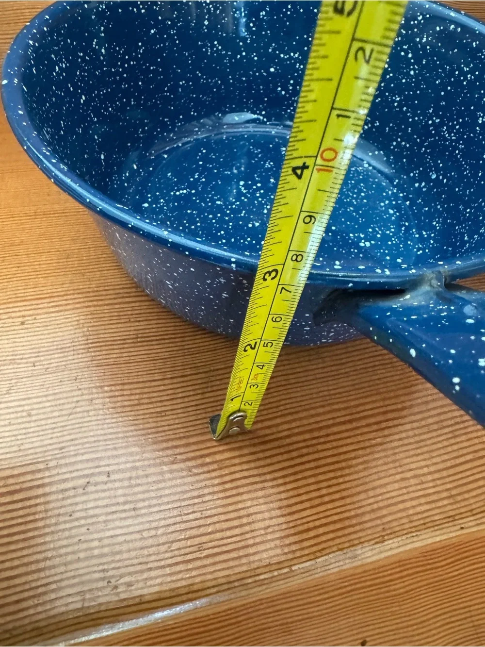 2 Blue Speckled Enamel Saucepans for camping, decor or up-cycle